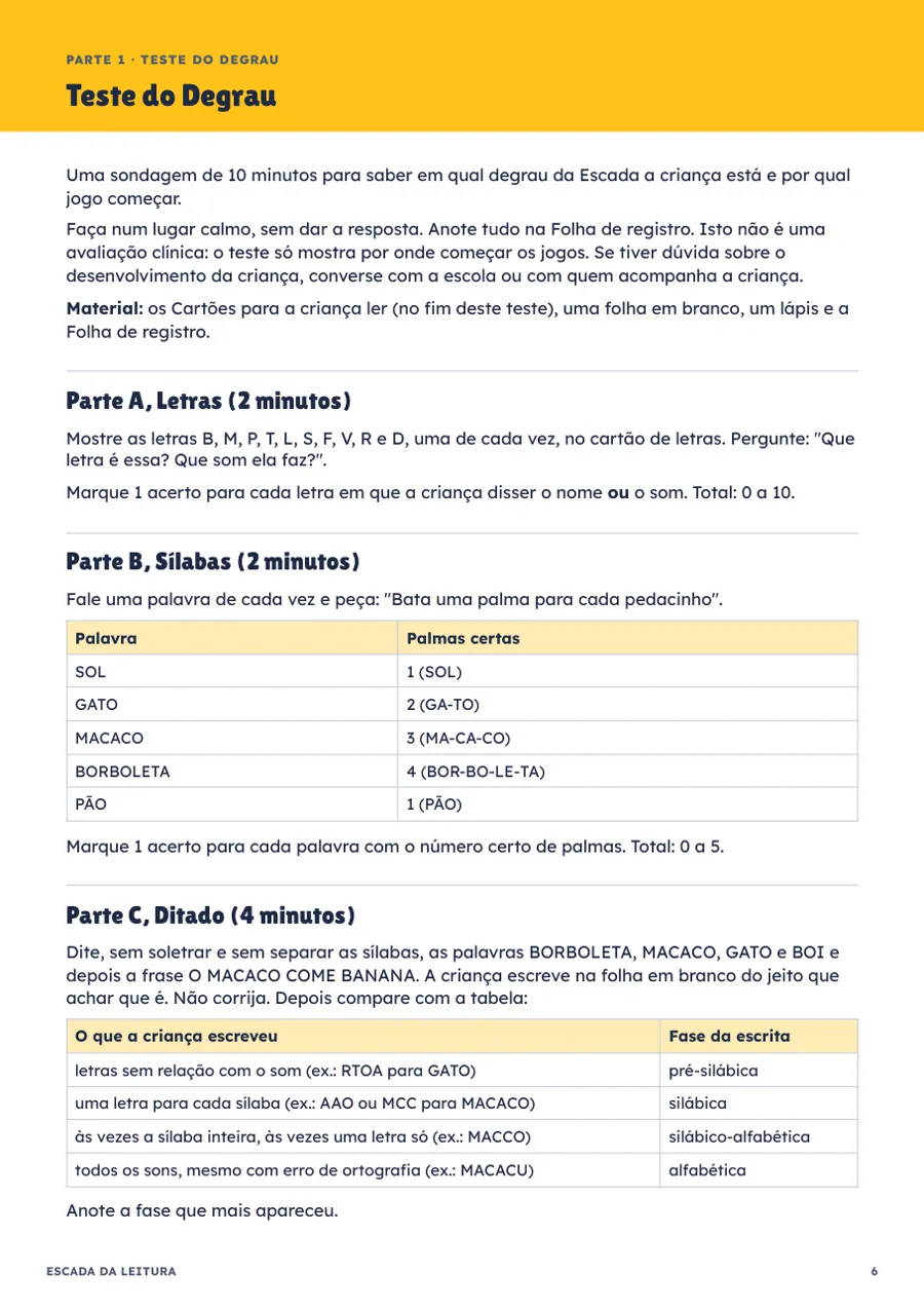 Página do Teste do Degrau no PDF